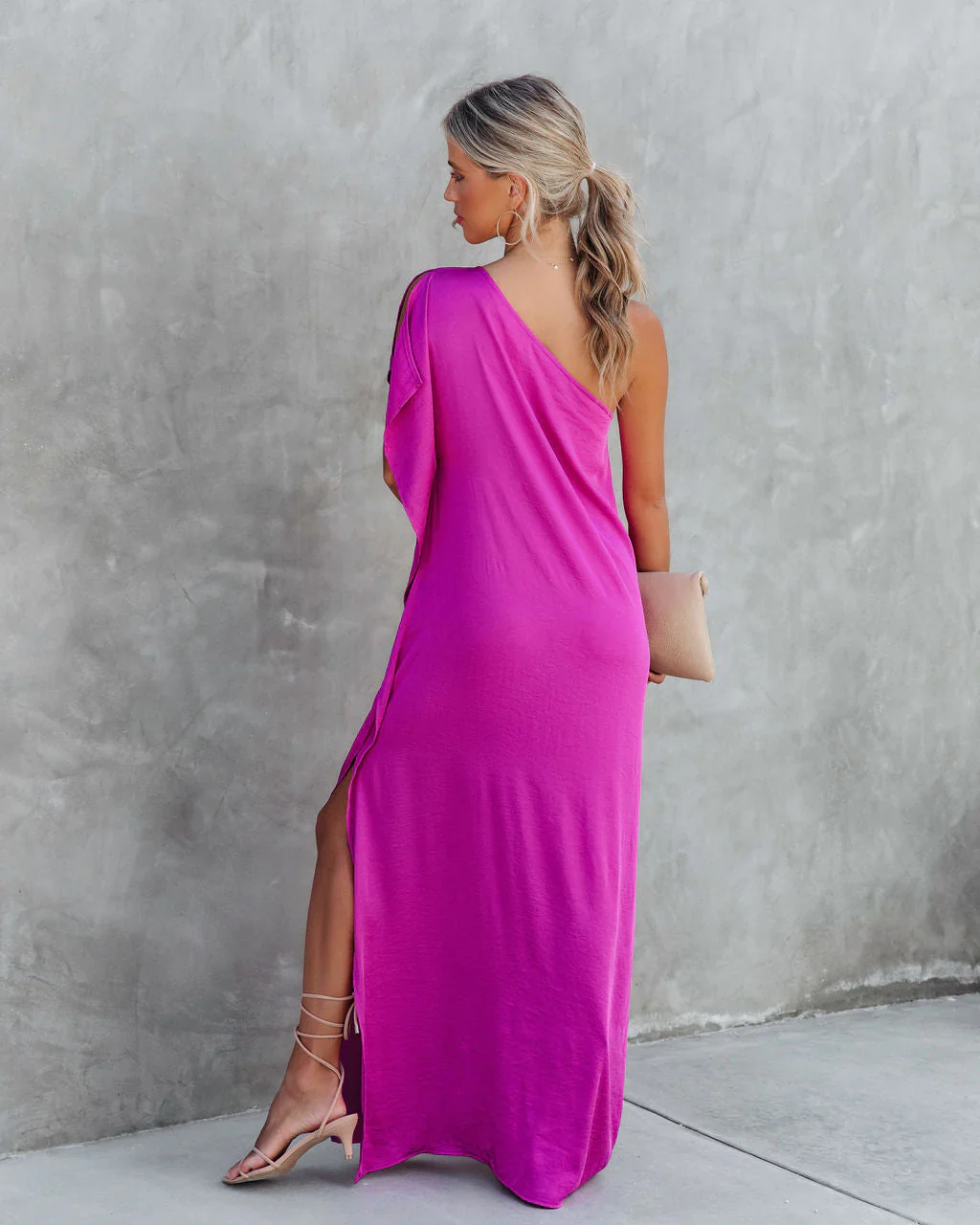 Gala Affair Satin One Shoulder Maxi Dress