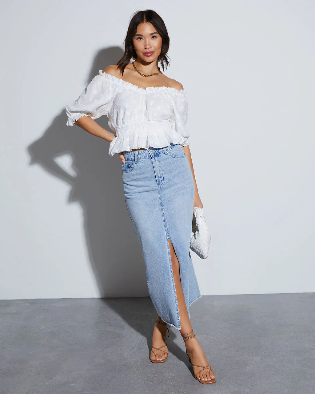 Ever So Sweet Floral Textured Puff Sleeve Peplum Top