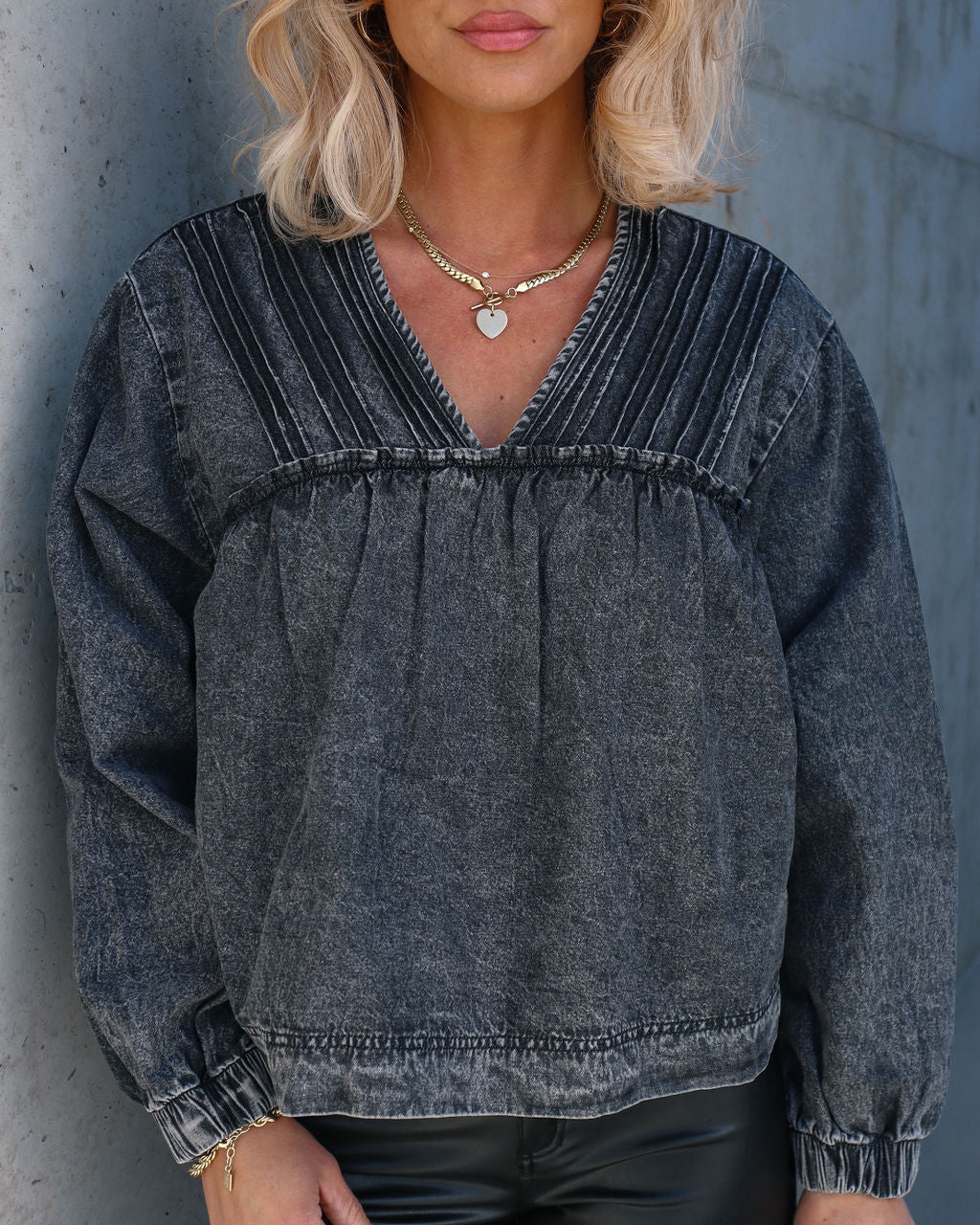 Andre Chambray Babydoll Top