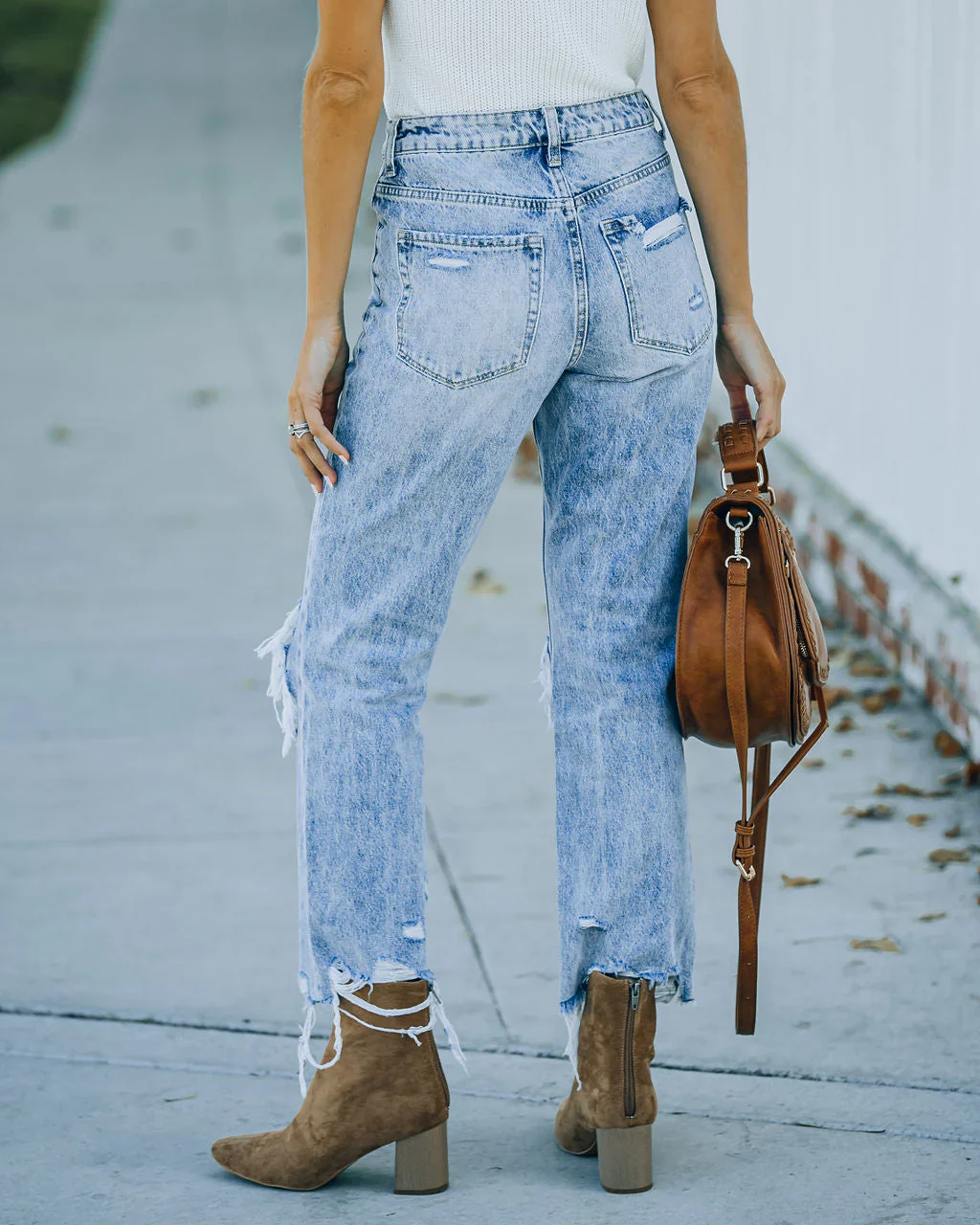 Jonah High Rise Distressed Straight Leg Denim
