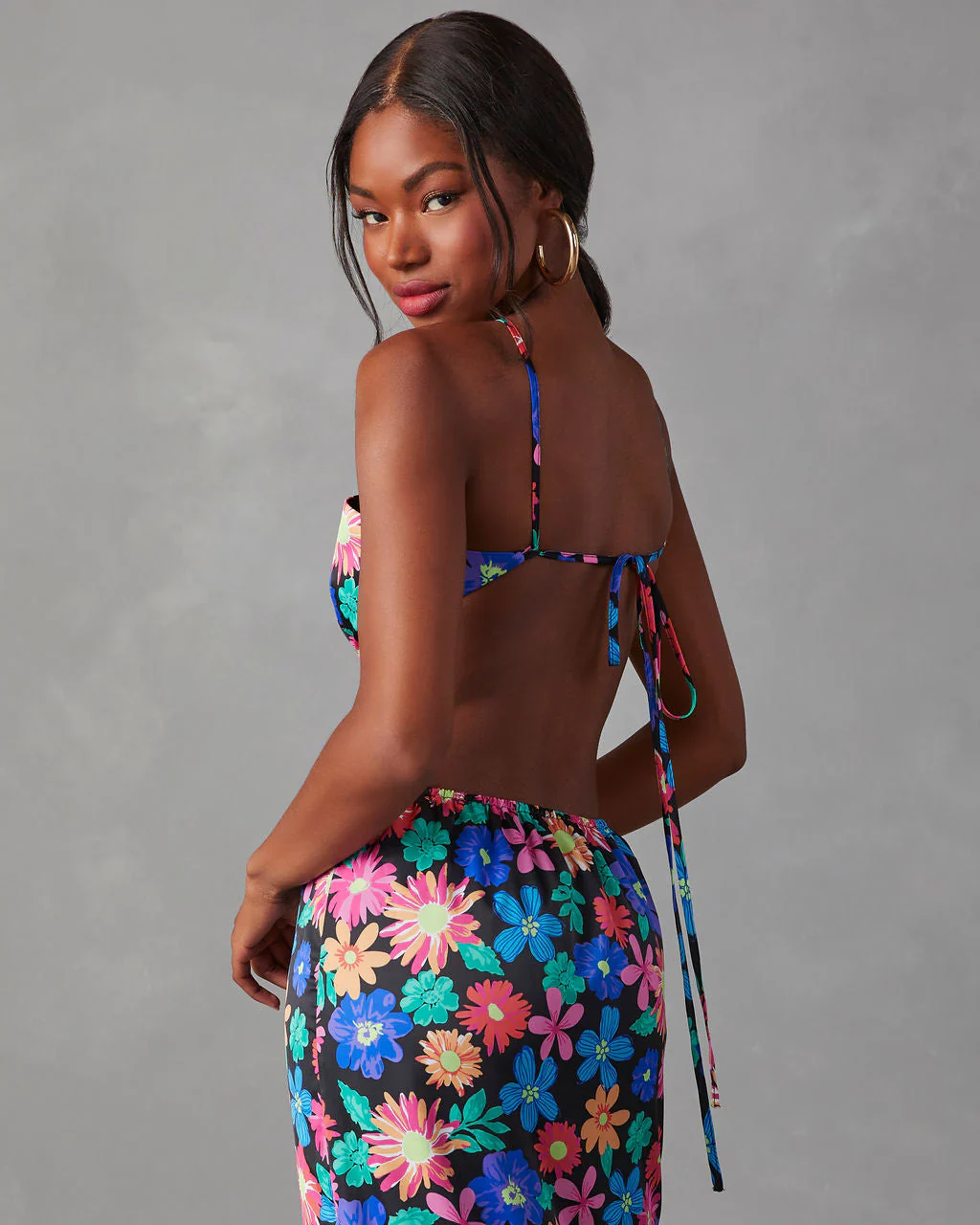 In Bloom Cutout Halter Maxi Dress